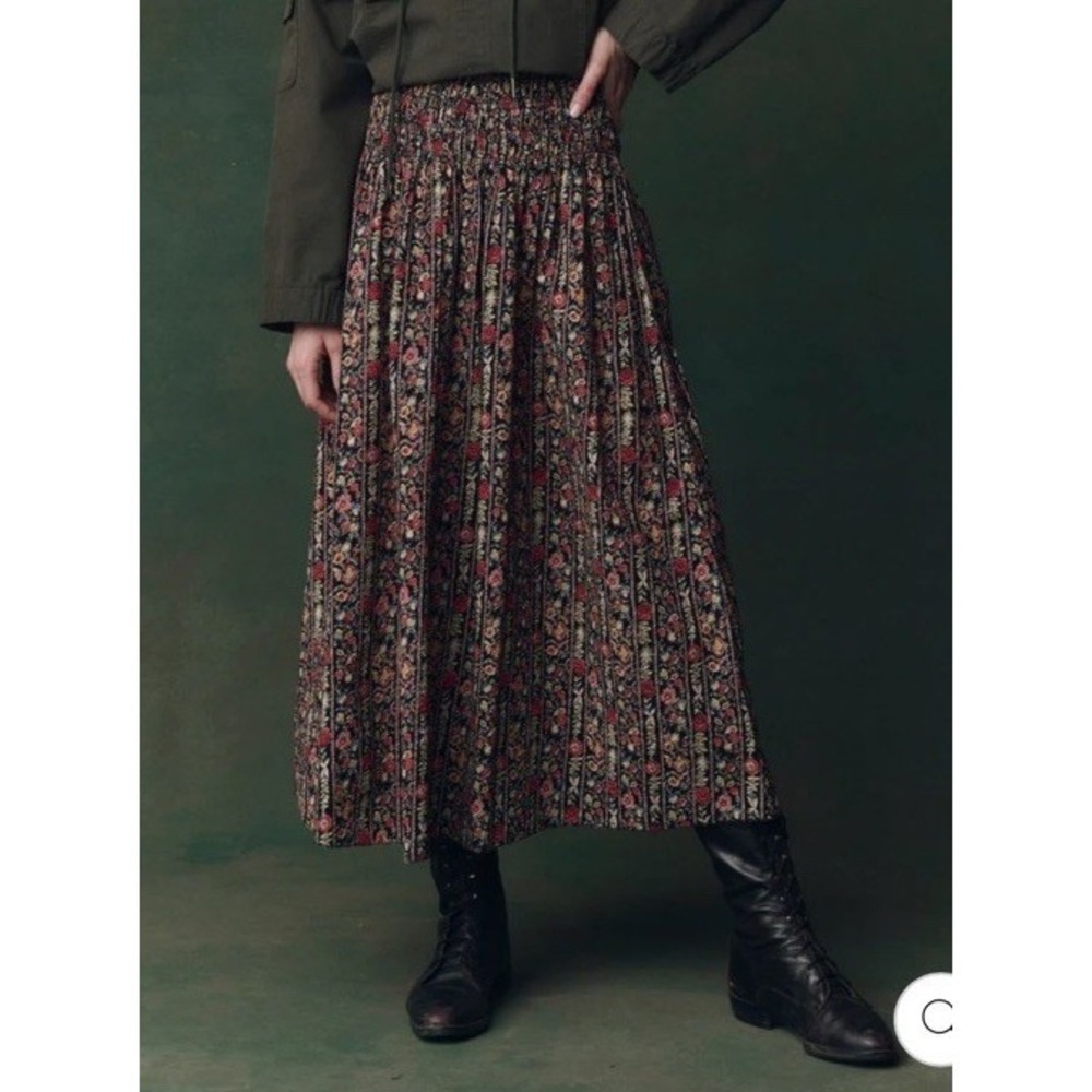 The GREAT The Canary Floral A-Line Midi Skirt Floral Women's 1 Small MSRP $275 - Picture 3 of 12